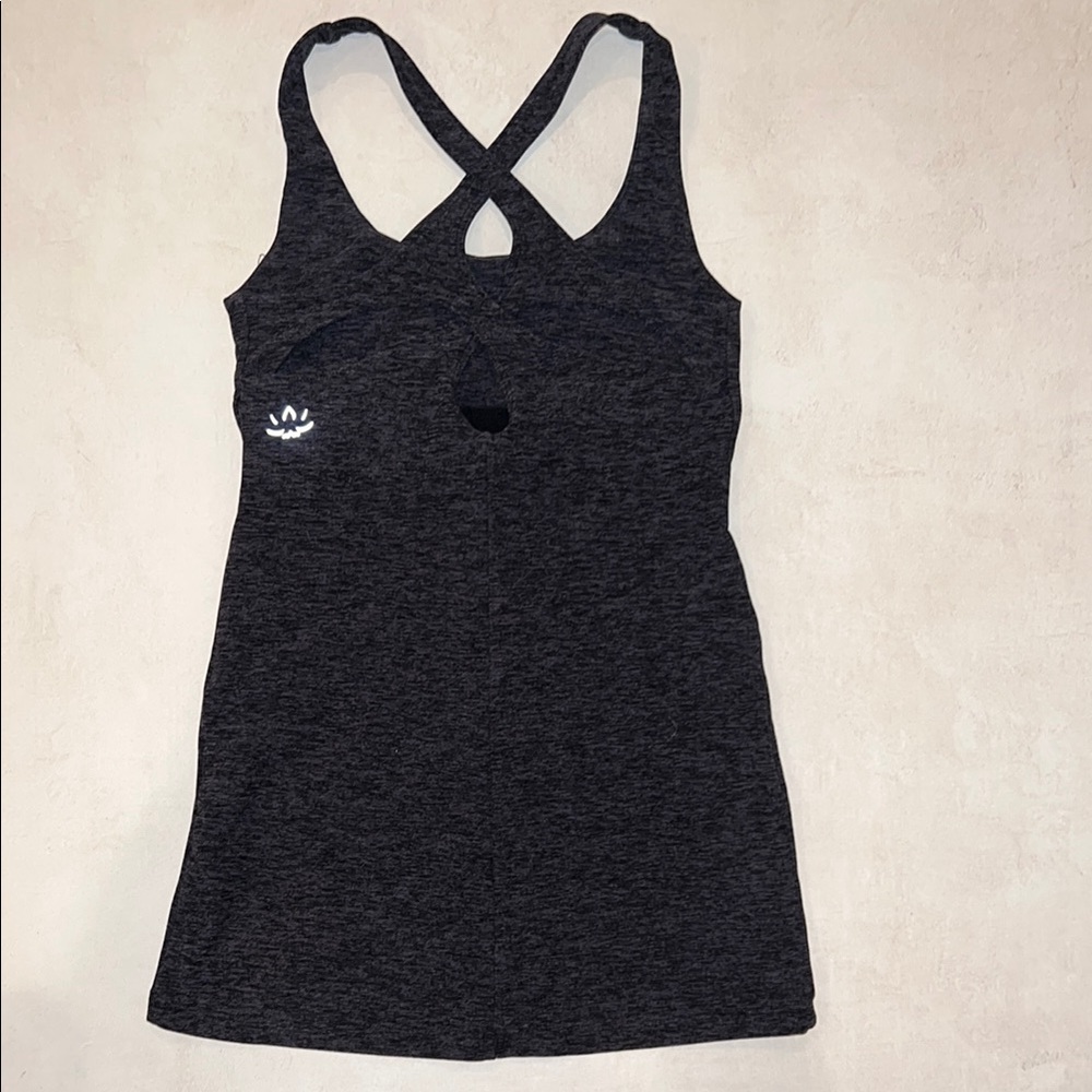 Beyond Yoga XS Space Dye Carefree Cut Out Lock Keyhole Grey Gray Cross Tank Top - Picture 3 of 5
